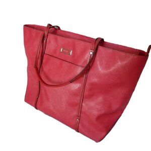 TUMI RED SAFFIANO LEATHER VILLA Q TOTE BAG